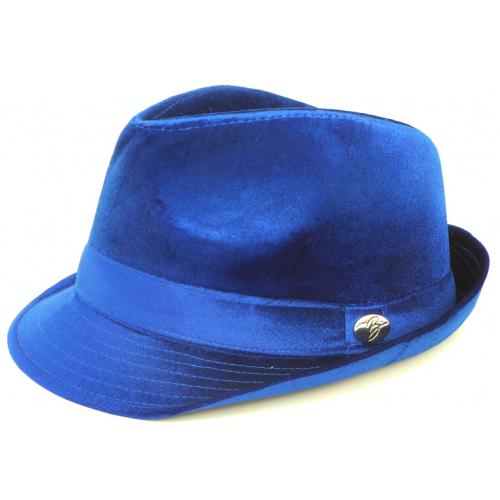 Bruno Capelo Royal Blue Velvet Fedora Dress Hat FD-273